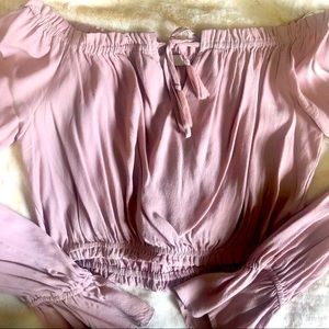 Blush Pink off shoulder crop top